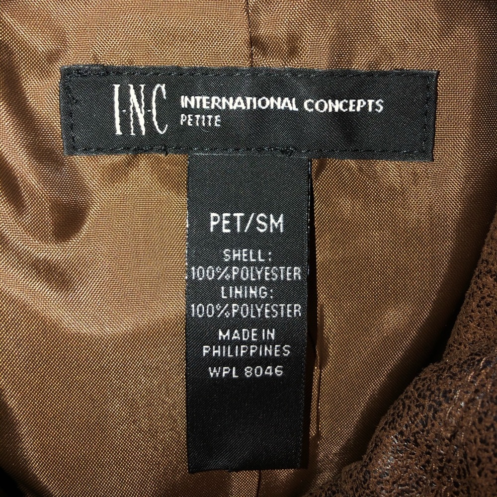 🤎 INC Brown Ruffle Jacket - Size PS - Picture 3 of 4